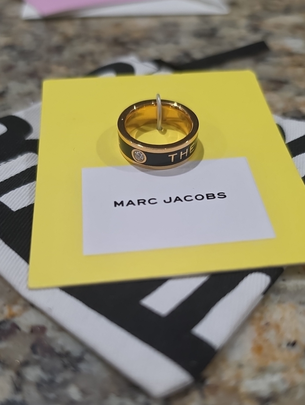 Marc Jacobs Gold & Black The Medallion Ring NWT